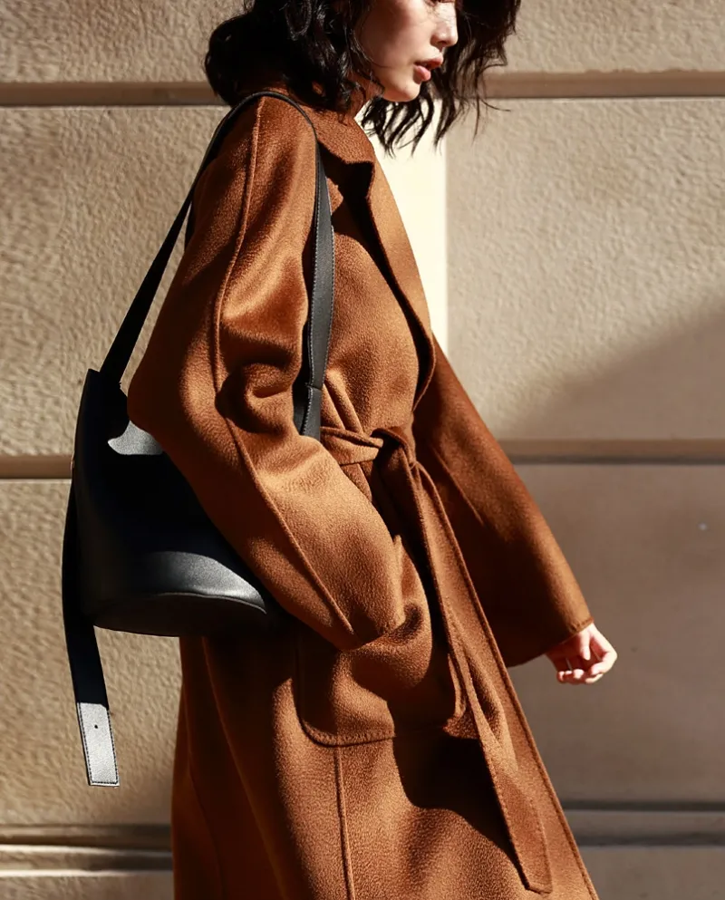 Shenghong 23 Autunno e inverno Nuovo stile M Cappotto di lana con ondulazione dell'acqua a doppia faccia fatto a mano Cappotto d