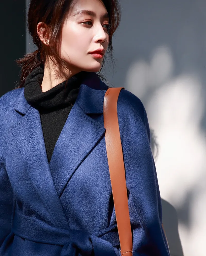Shenghong 23 Autunno e inverno Nuovo stile M Cappotto di lana con ondulazione dell'acqua a doppia faccia fatto a mano Cappotto d