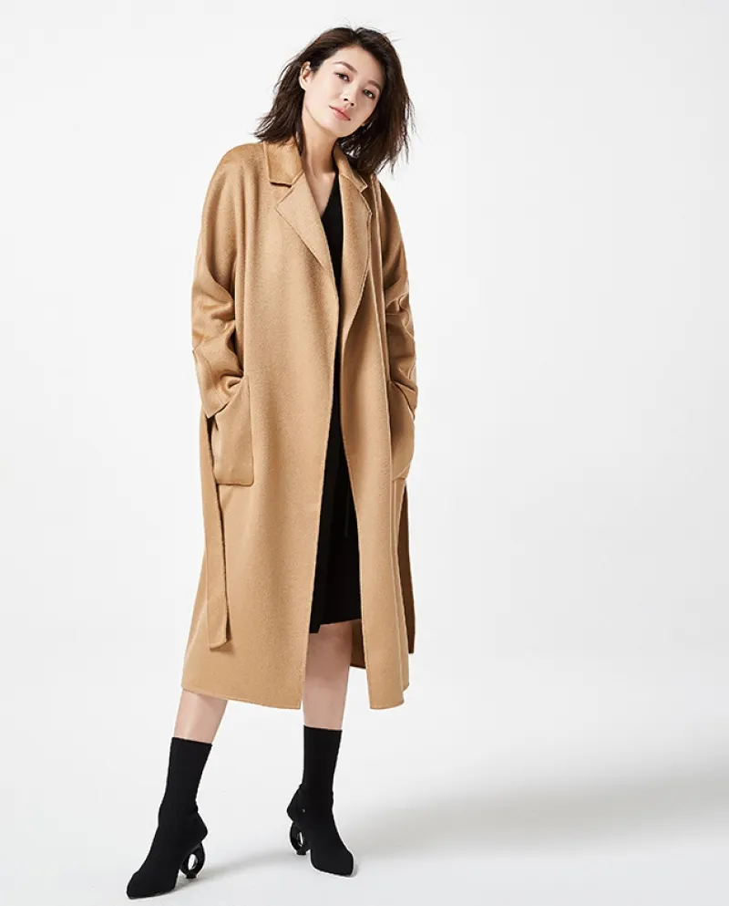 Shenghong 23 Autunno e inverno Nuovo stile M Cappotto di lana con ondulazione dell'acqua a doppia faccia fatto a mano Cappotto d
