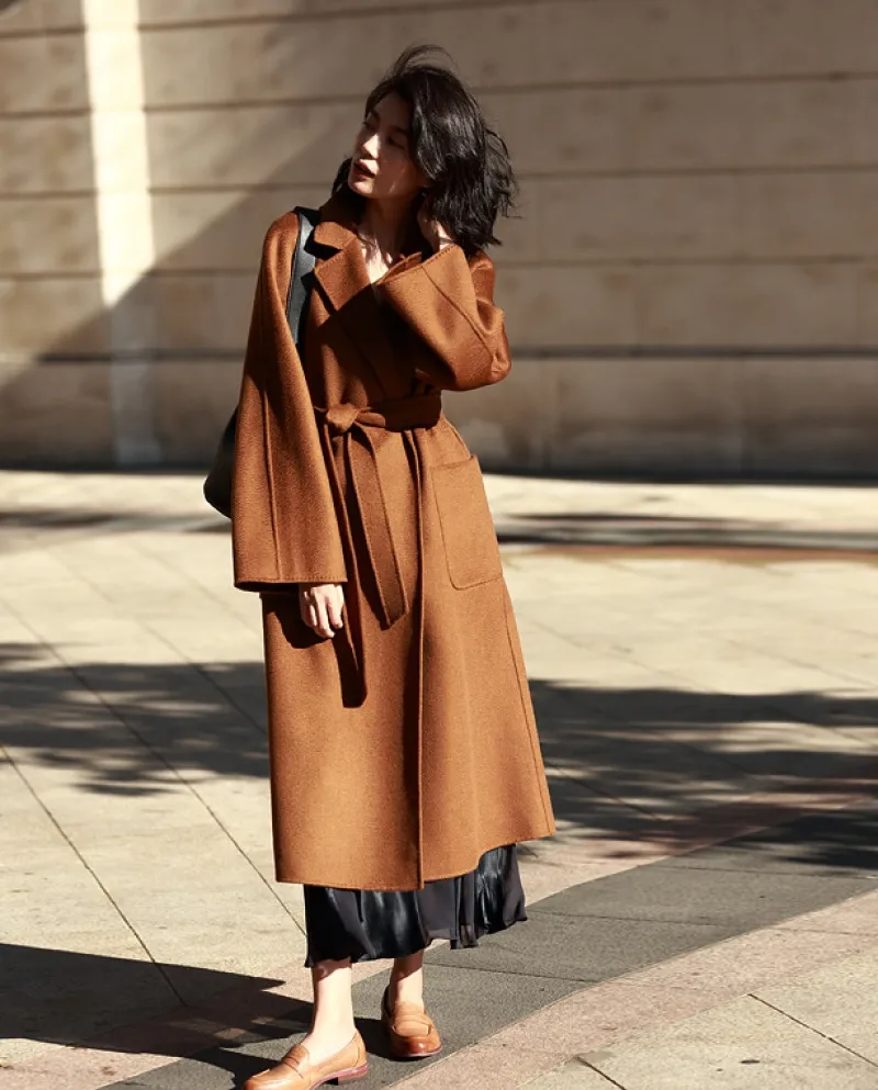 Shenghong 23 Autunno e inverno Nuovo stile M Cappotto di lana con ondulazione dell'acqua a doppia faccia fatto a mano Cappotto d