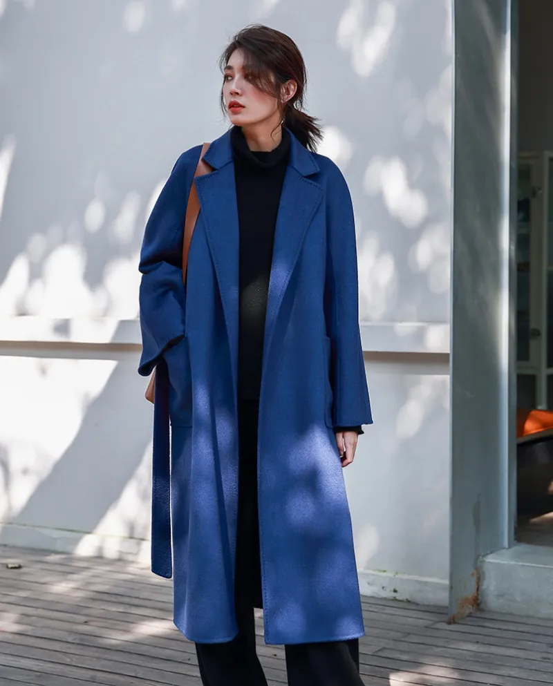Shenghong 23 Autunno e inverno Nuovo stile M Cappotto di lana con ondulazione dell'acqua a doppia faccia fatto a mano Cappotto d