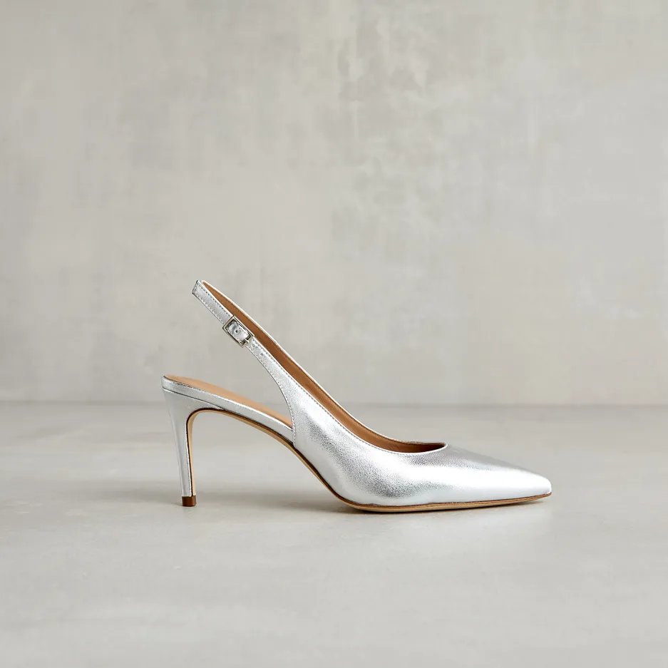 Slingback Argento a Punta