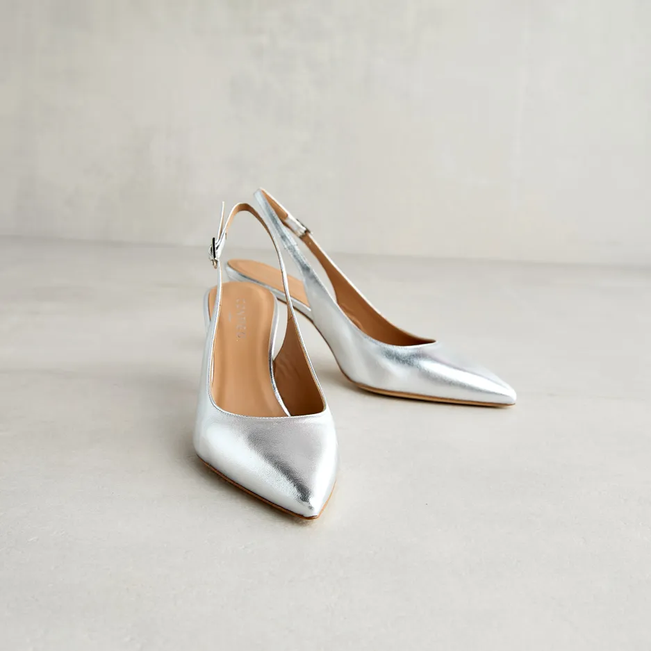Slingback Argento a Punta