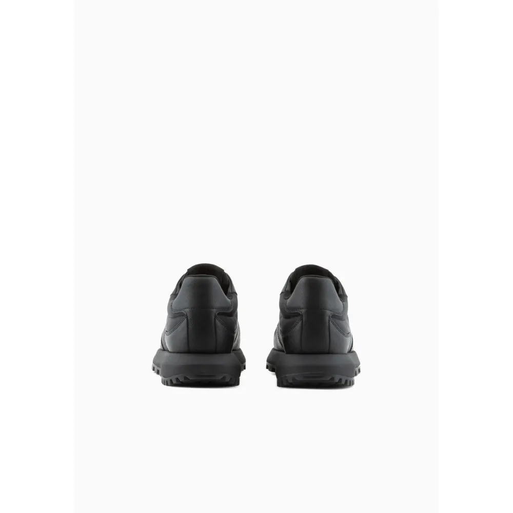 Sneakers con dettagli in saffiano EA