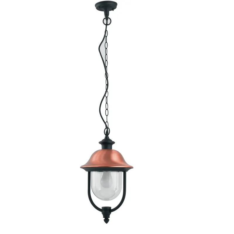 Sospensione nera/rame 1xe27 ip44 25x110cm