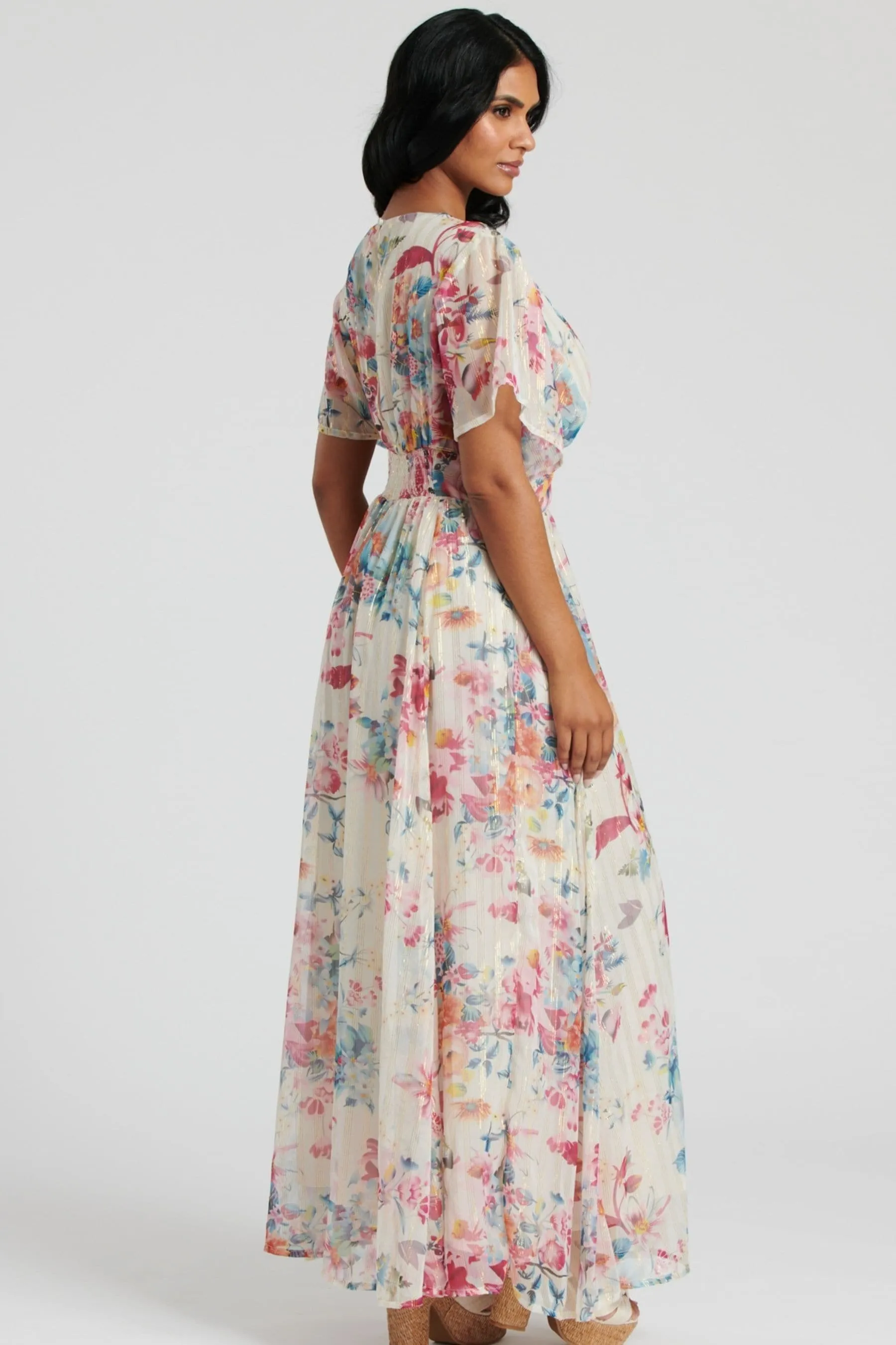 South Beach Dettagli metallizzati - Abito midi in chiffon con bottoni