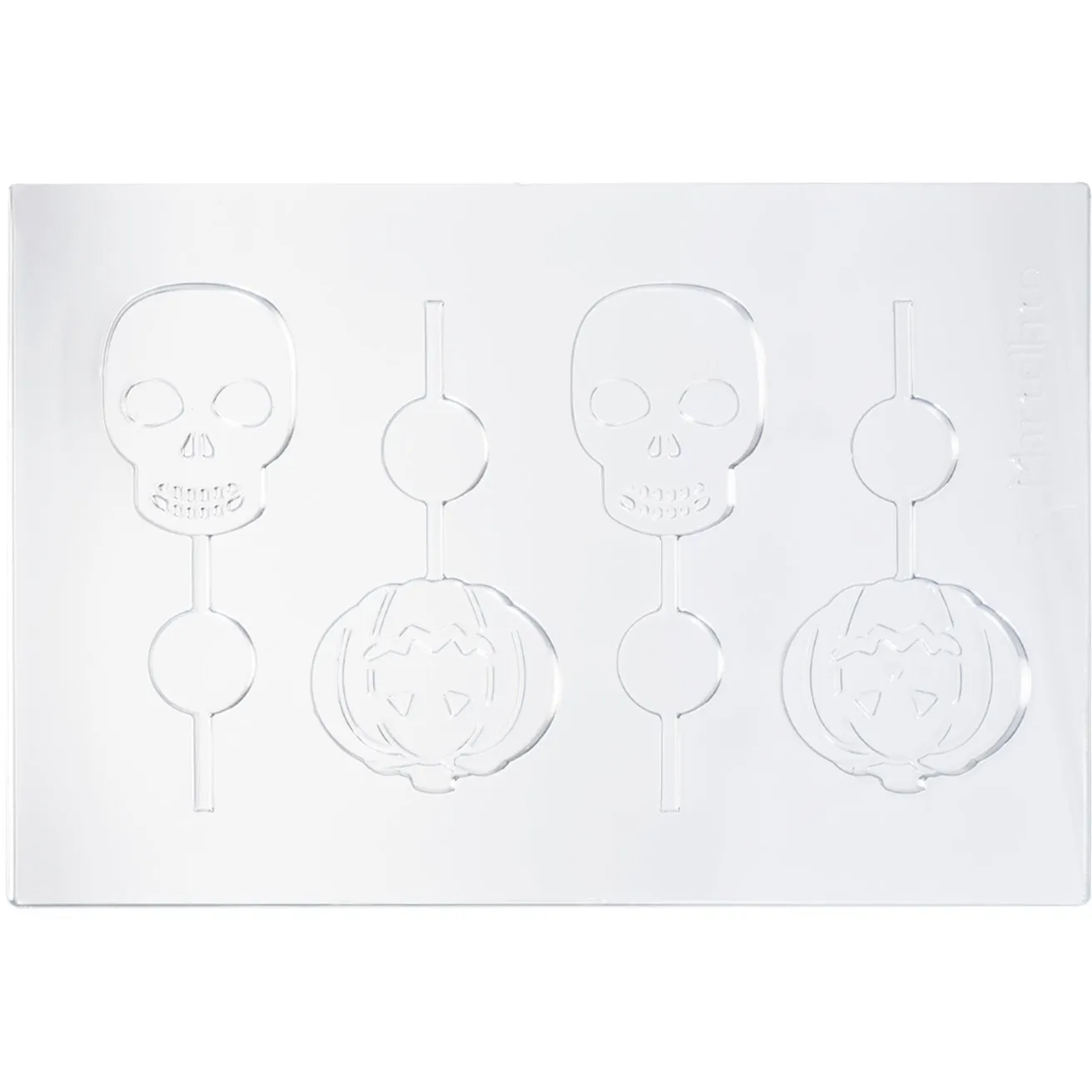 Stampi in plastica termoformati per lecca-lecca di cioccolato di Halloween - Dekora - 8 cavità