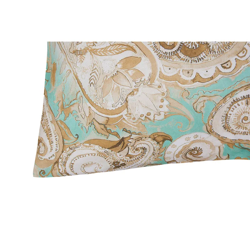 Stile Paisley Coppia di federe bifaccia in cotone Paisley verde/sabbia