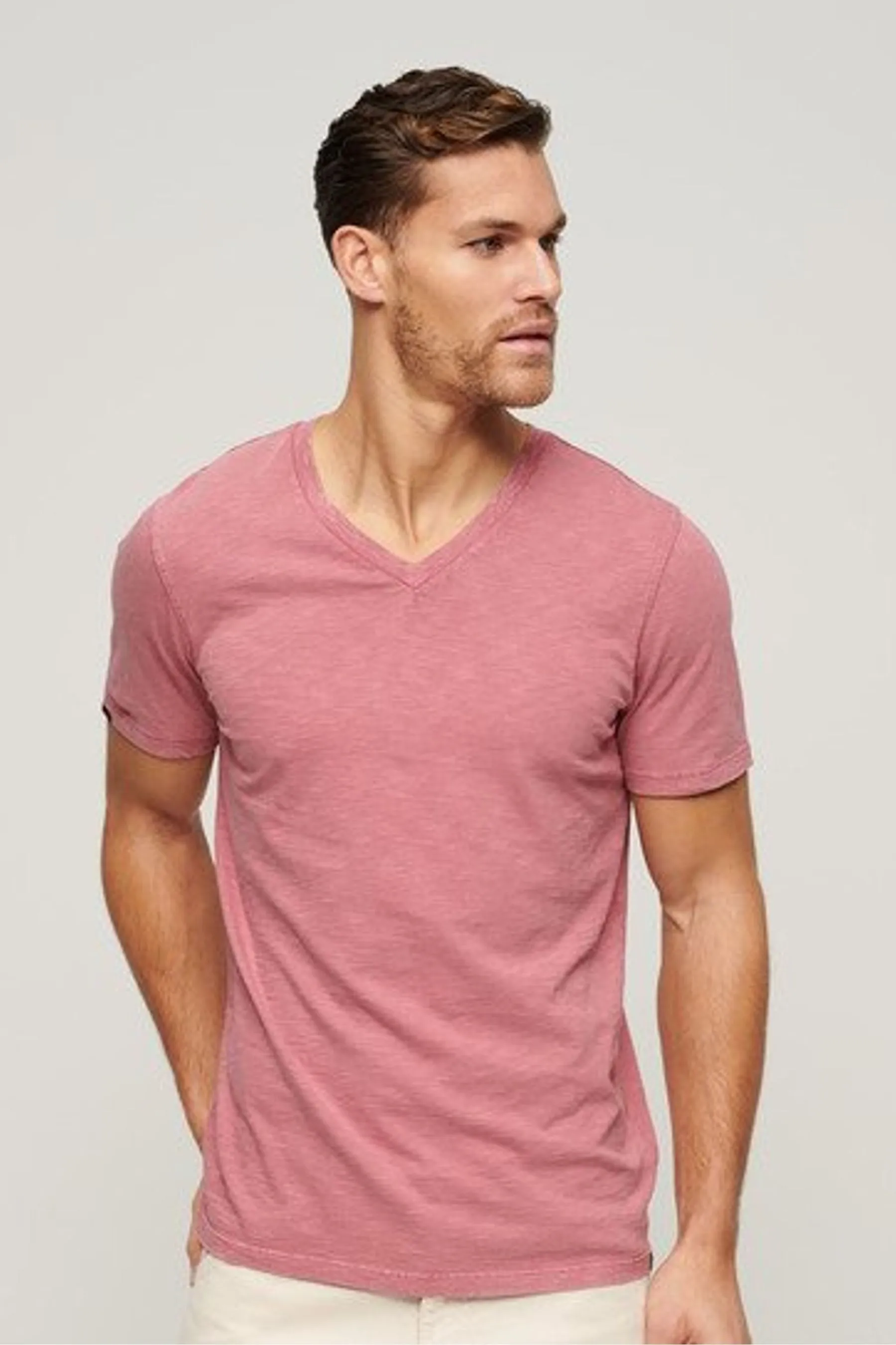 Superdry Superdry - T-shirt in Manica corta fiammata con scollo a V