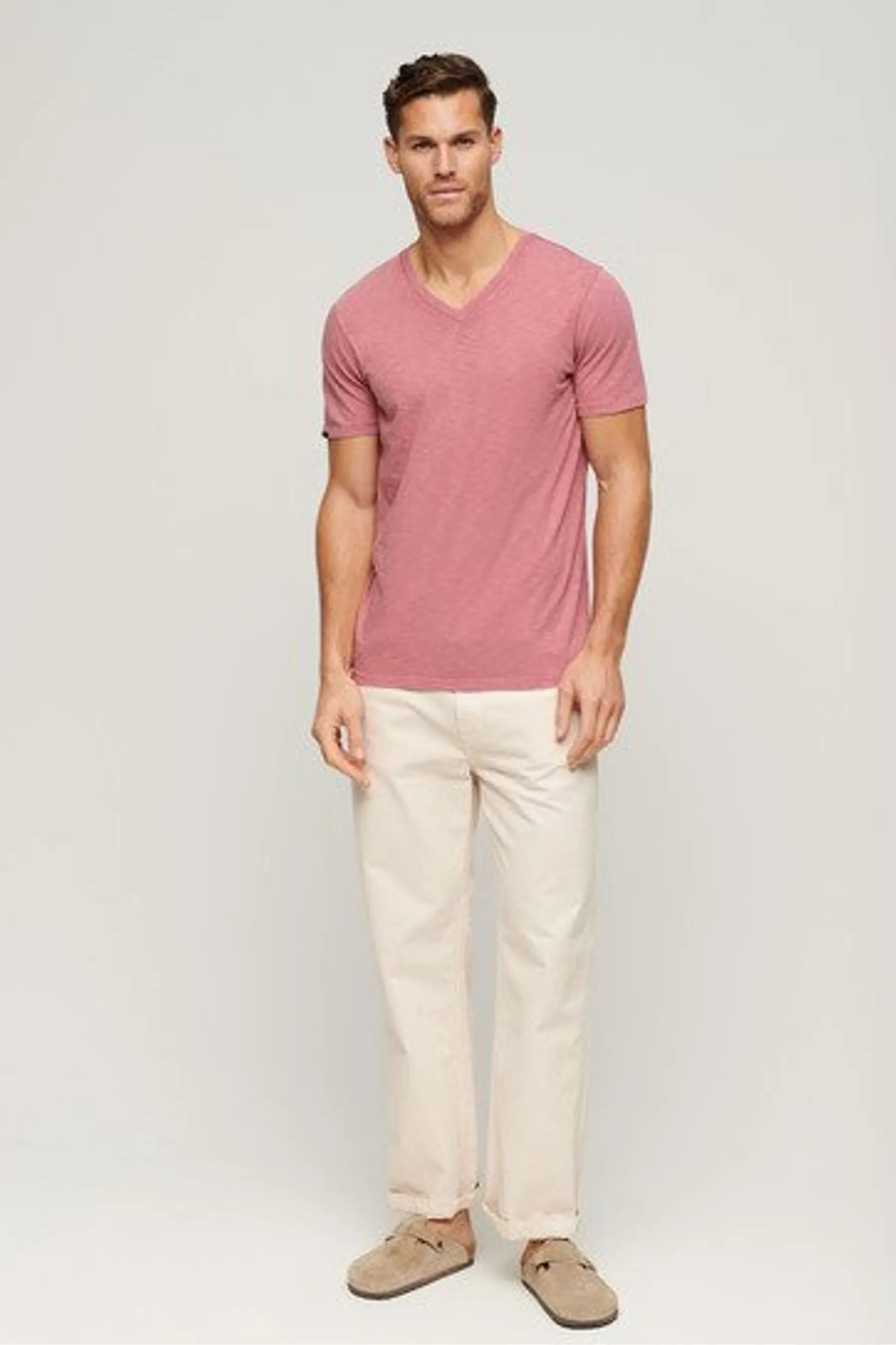 Superdry Superdry - T-shirt in Manica corta fiammata con scollo a V