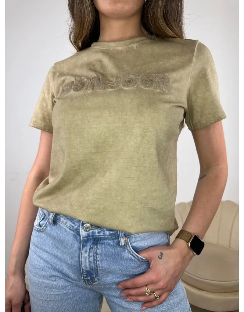 T-SHIRT BONJOUR CAMEL