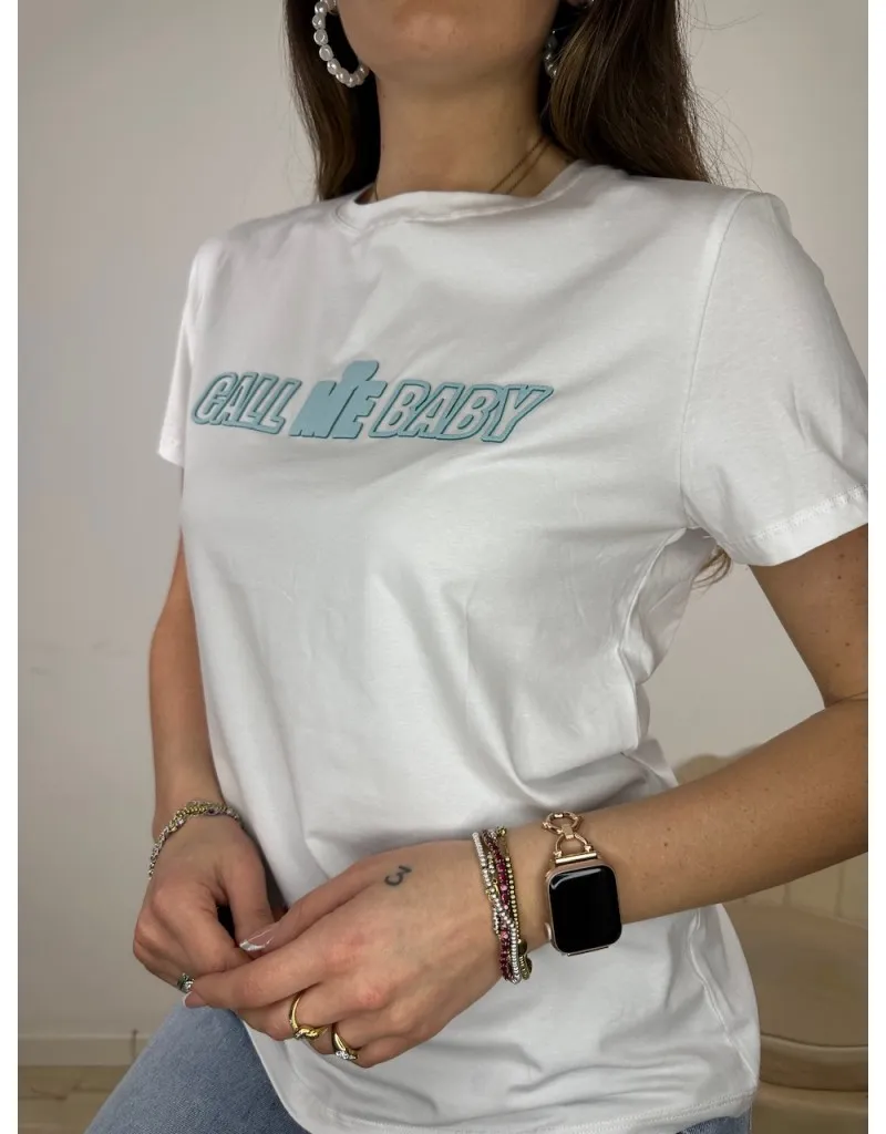 T-SHIRT CALL ME BABY BIANCO