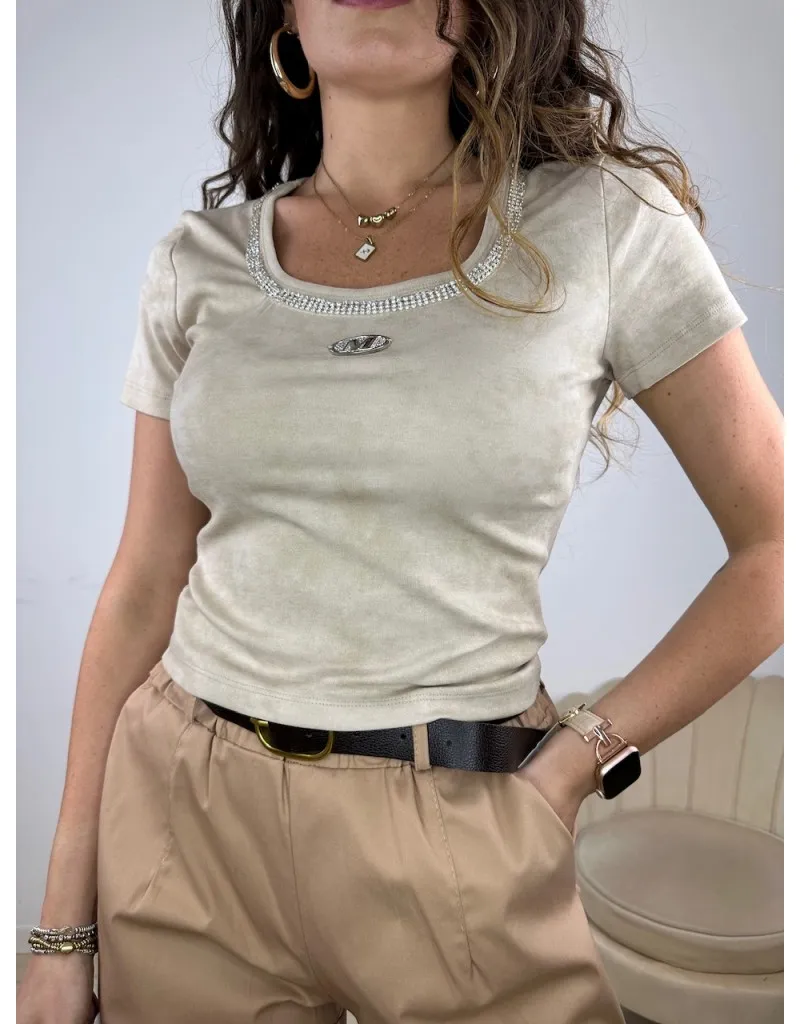 T-SHIRT CROP SALIMA BEIGE