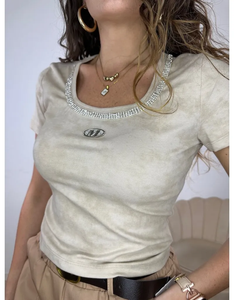 T-SHIRT CROP SALIMA BEIGE