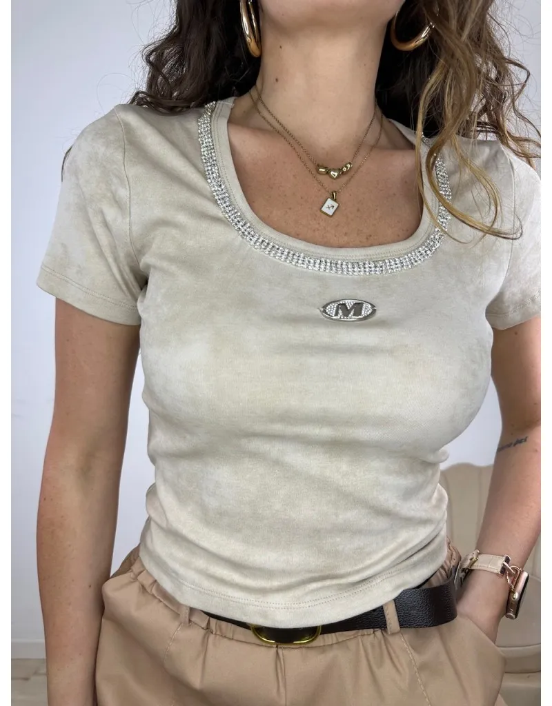 T-SHIRT CROP SALIMA BEIGE
