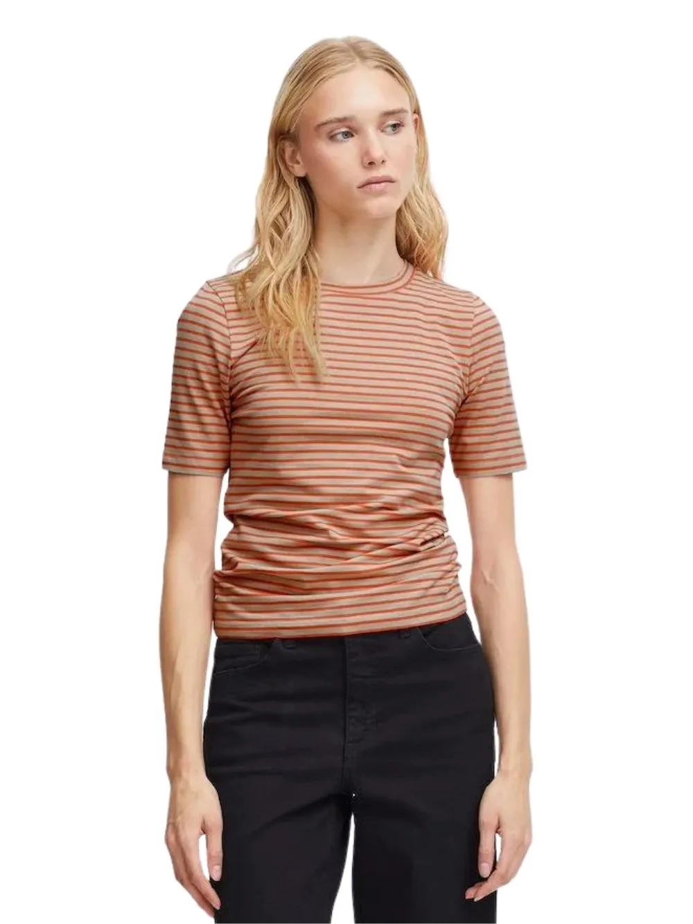 T-shirt Donna a righe arancione