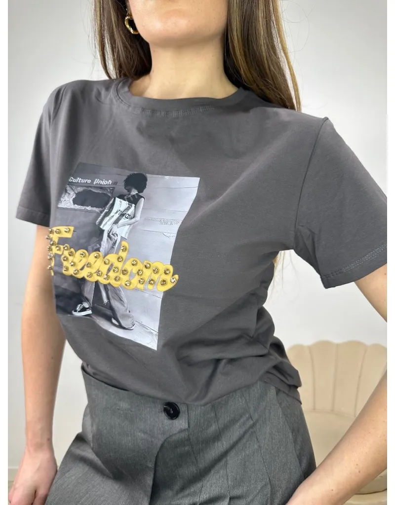 T-SHIRT FREEDOM GRIGIA