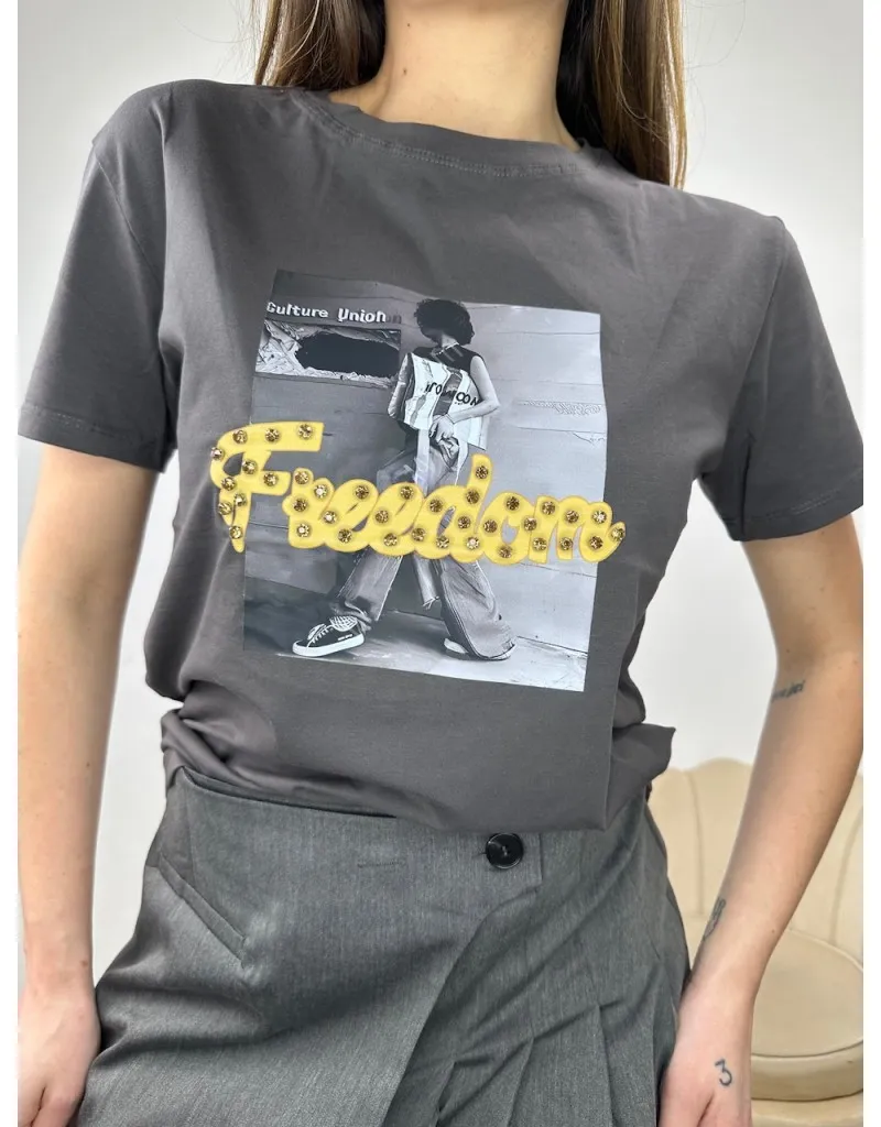 T-SHIRT FREEDOM GRIGIA