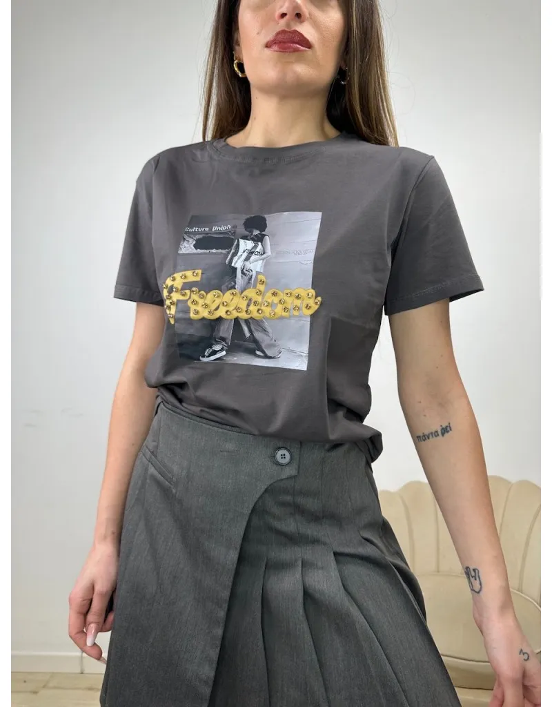 T-SHIRT FREEDOM GRIGIA