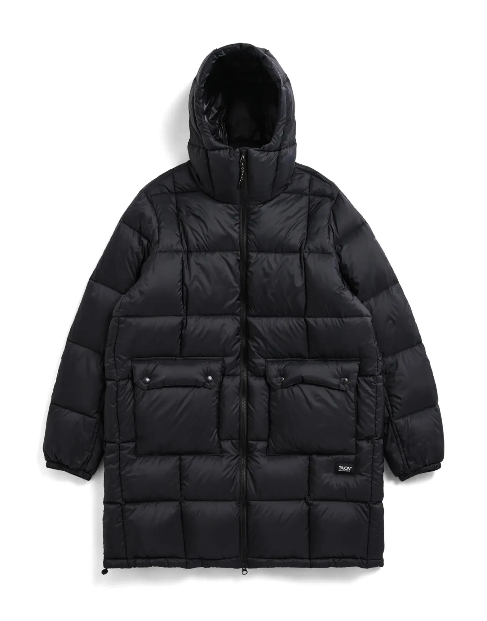 TAION Piumino Lungo Mountain con Cappuccio Black
