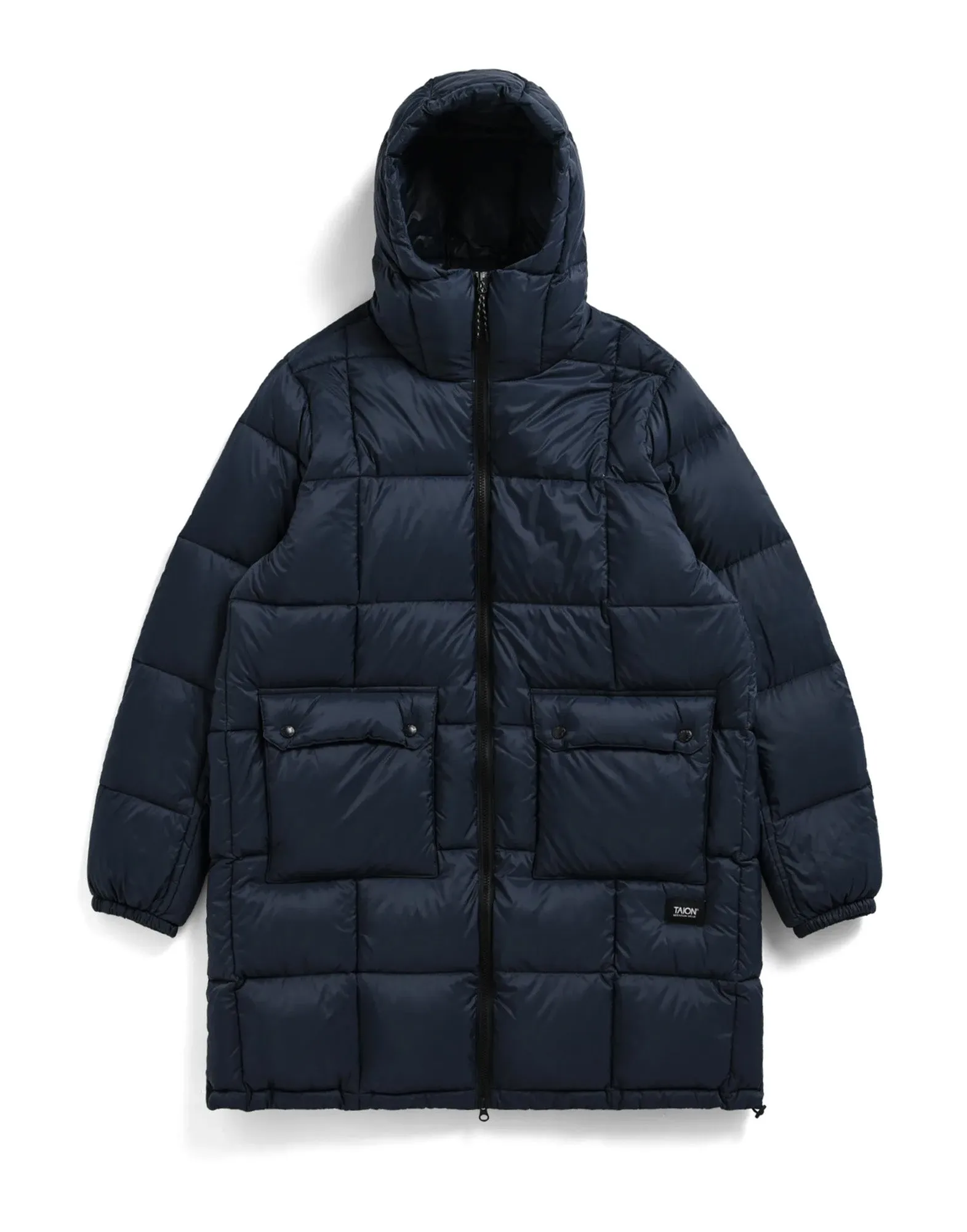 TAION Piumino Lungo Mountain con Cappuccio Dark Navy