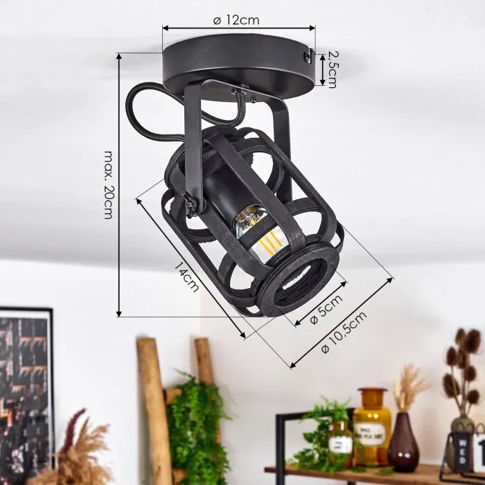 Teheran Plafoniera Nero, 1-Luce