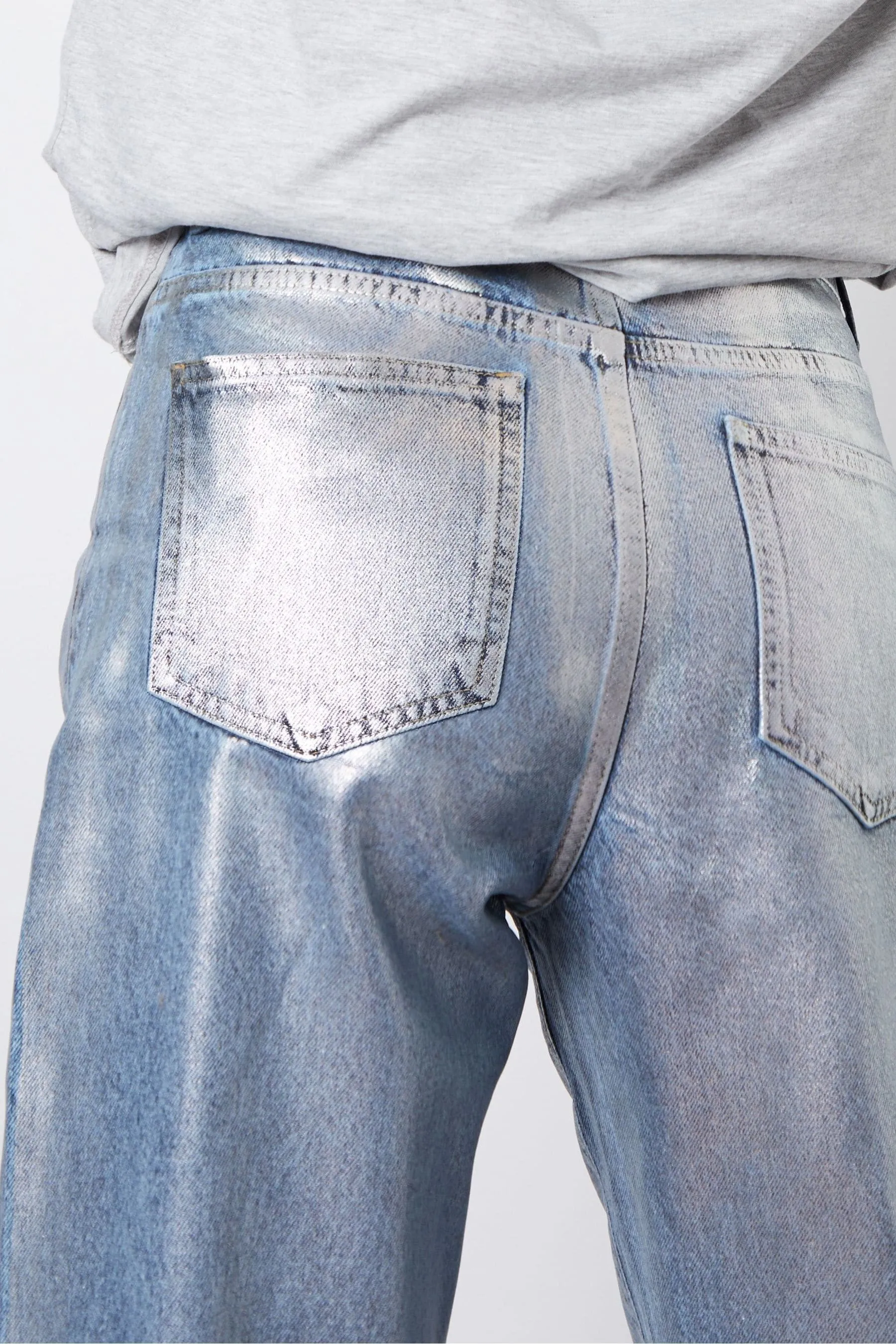 Threadbare - Dettagli metallizzati Denim Jeans spalmata con fondo ampio