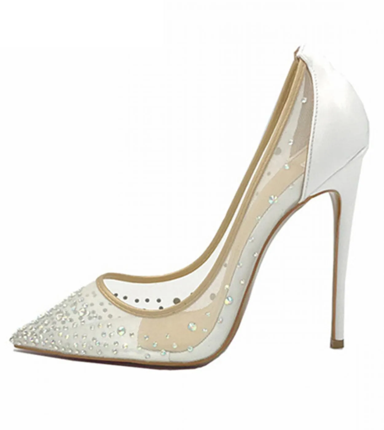 Tikicup Estate Donna Strass Garza Punta a punta Tacco alto Scarpe da cerimonia per la festa nuziale Eleganti décolleté a spillo