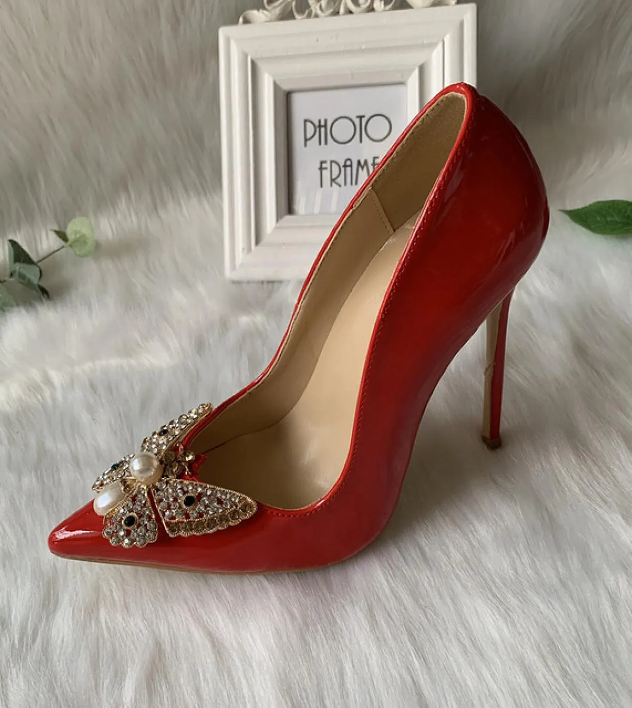 Tikicup Glitter Bow Donna Raso Punta a punta Tacchi alti Slip On Scarpe da sposa per feste Splendide pompe a spillo Taglia 3345