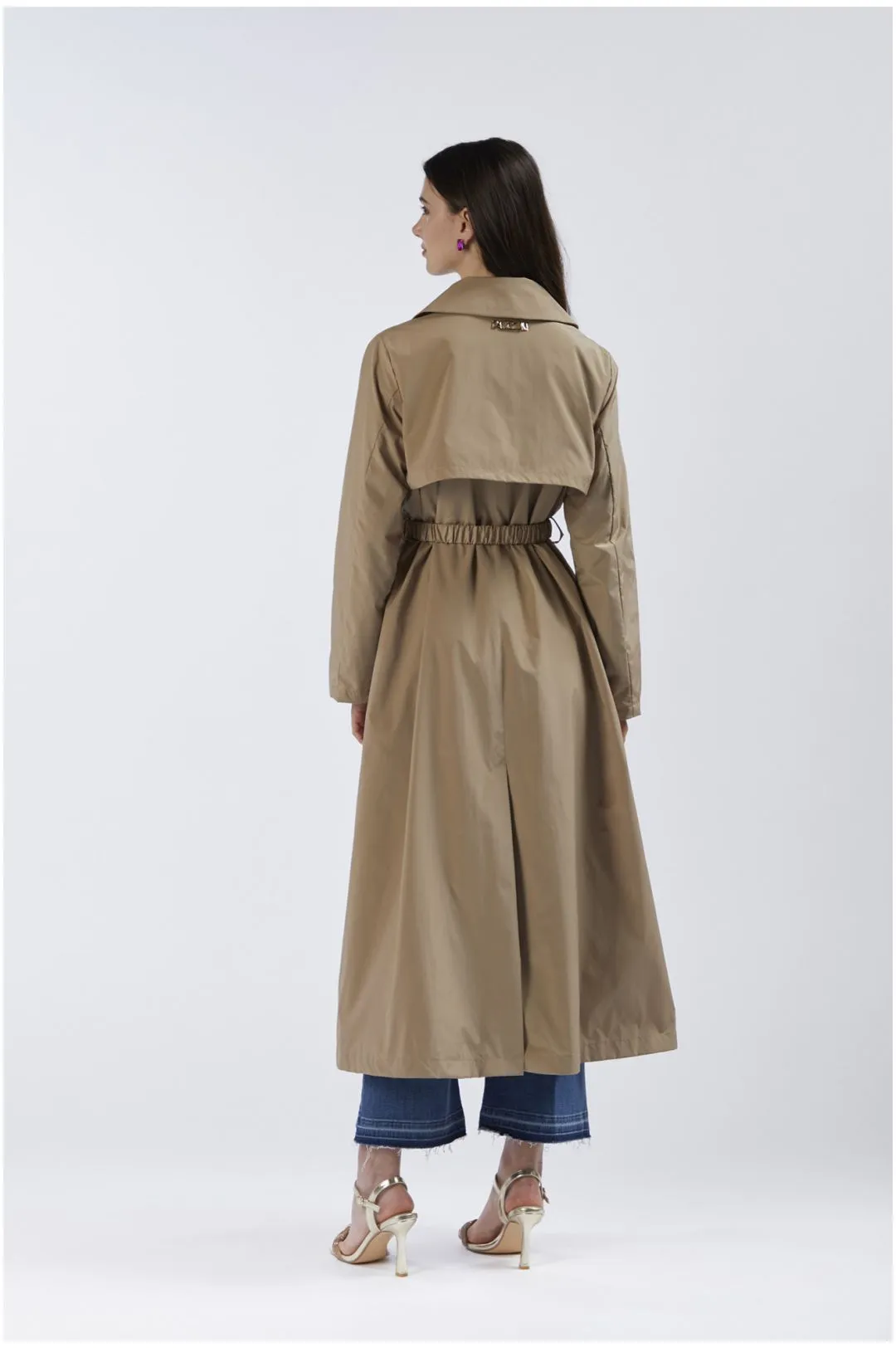 trench lungo con cintura ginger