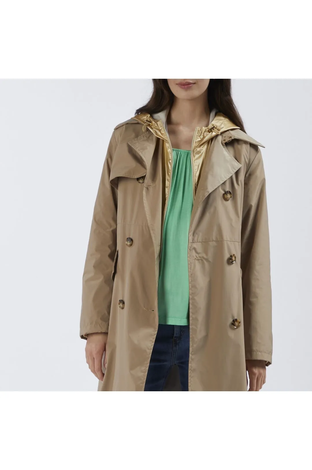 trench lungo con cintura ginger