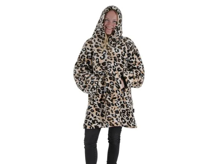 Unique Living pile oversize leopardato con cappuccio