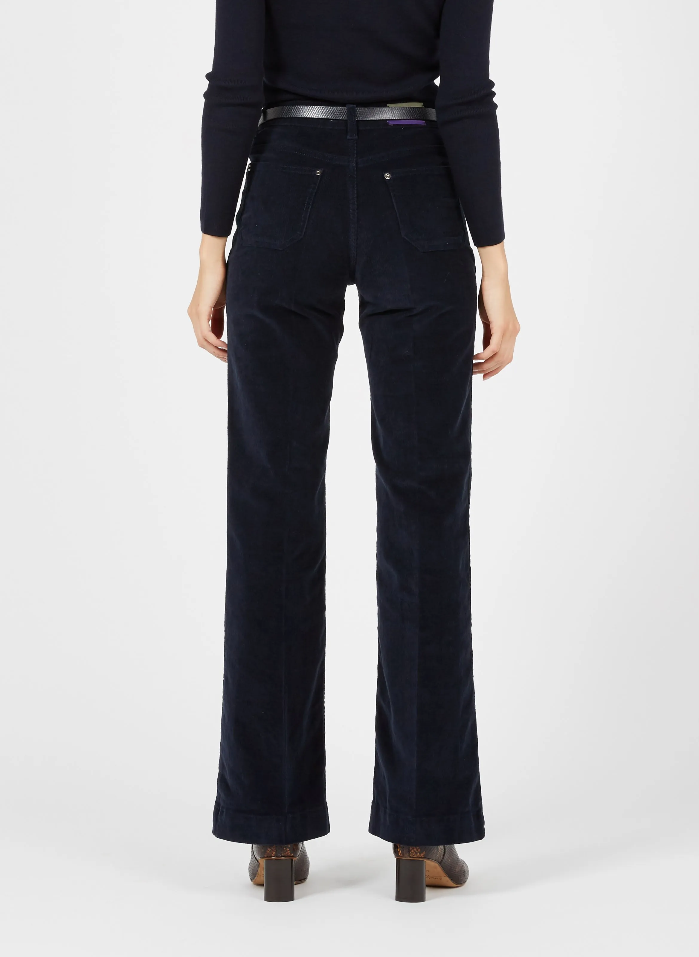  VANESSA BRUNO   DOMPAY - Pantaloni svasati in misto cotone a coste | Blu
