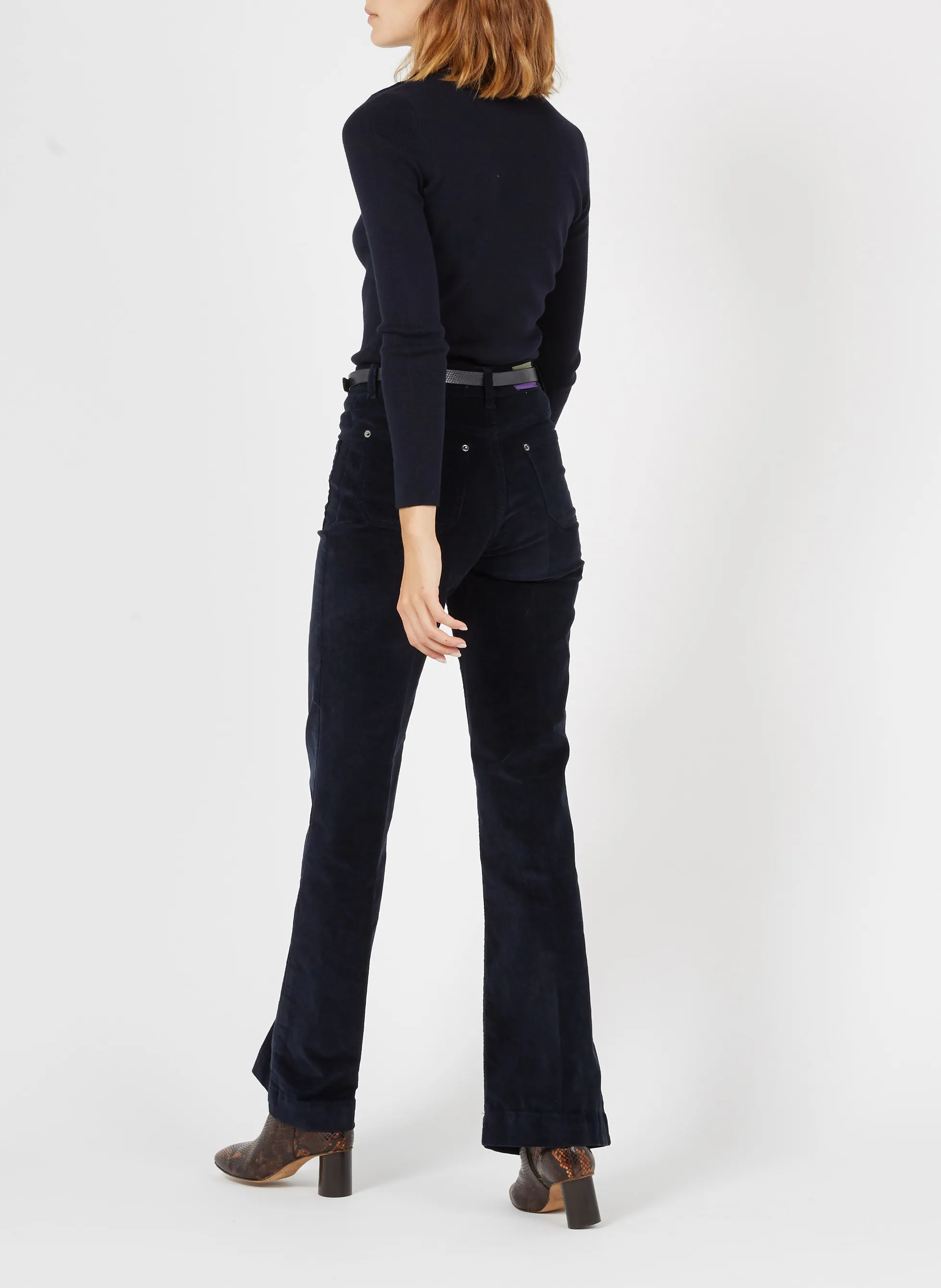  VANESSA BRUNO   DOMPAY - Pantaloni svasati in misto cotone a coste | Blu
