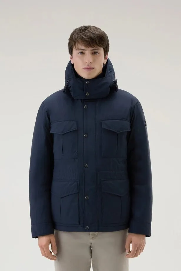 WOOLRICH Giacca Field Aleutian in nylon Taslan con cappuccio removibile