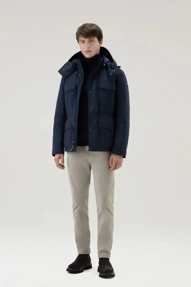 WOOLRICH Giacca Field Aleutian in nylon Taslan con cappuccio removibile