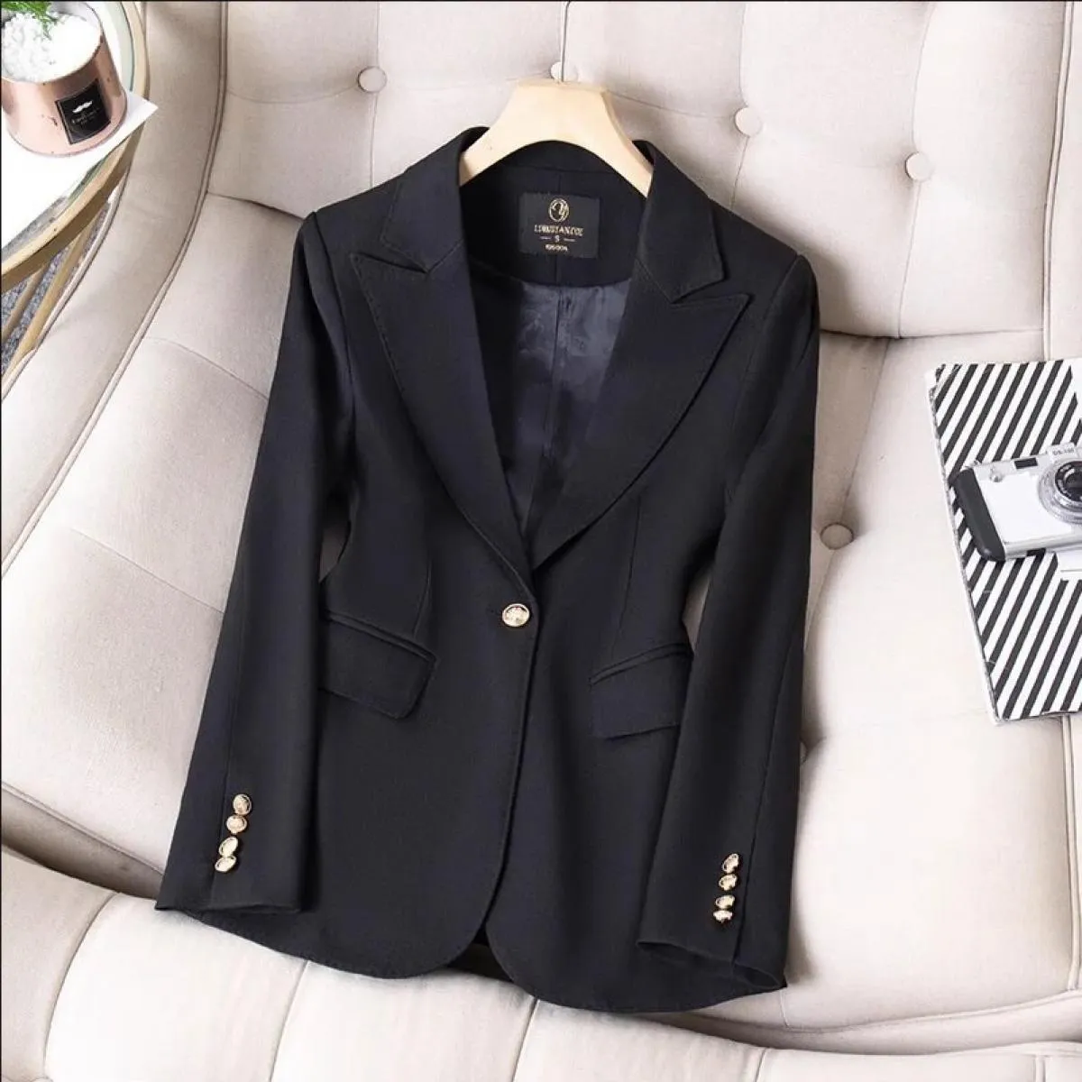 Xfpv Donna Casual Singolo Bottone Slim Manica Lunga Kaki Giacca di Lana Temperamento Cappotto Giacca Moda Nuova Marea Autunno 20