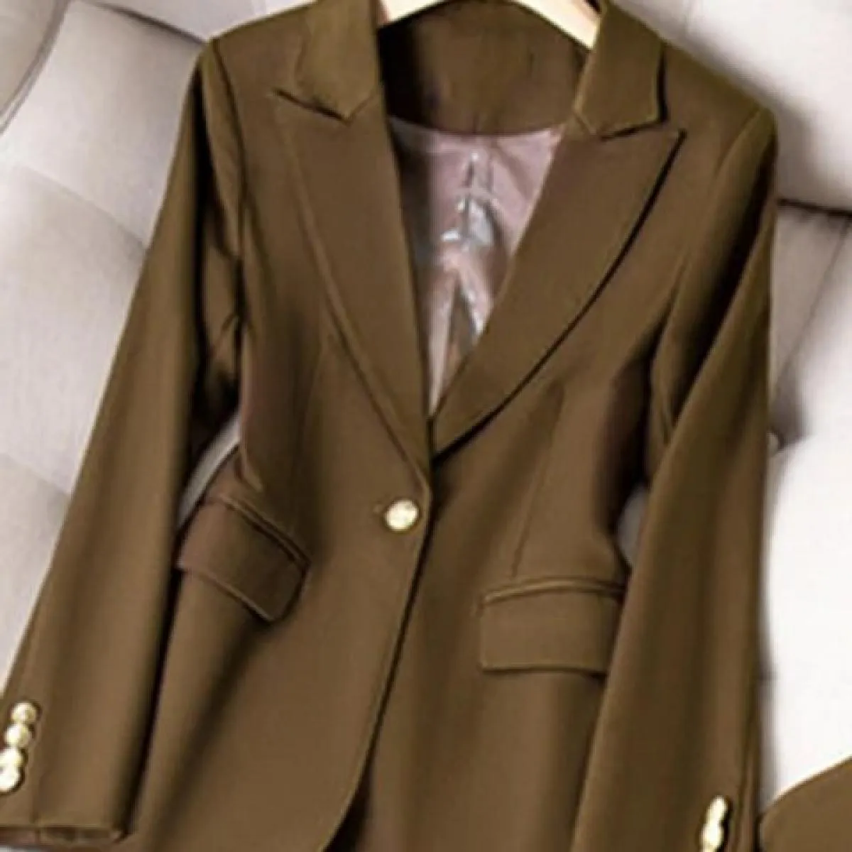 Xfpv Donna Casual Singolo Bottone Slim Manica Lunga Kaki Giacca di Lana Temperamento Cappotto Giacca Moda Nuova Marea Autunno 20