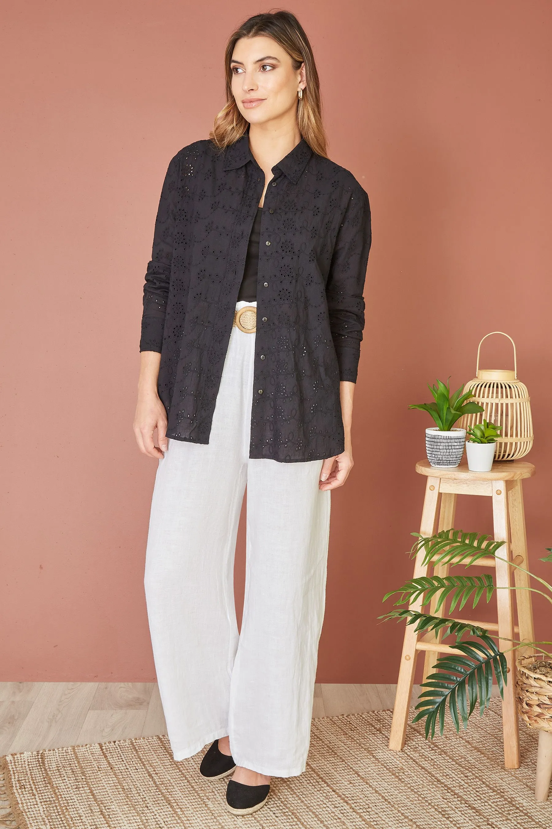 Yumi Relaxed 100% Camicia in ricamo di cotone inglese    