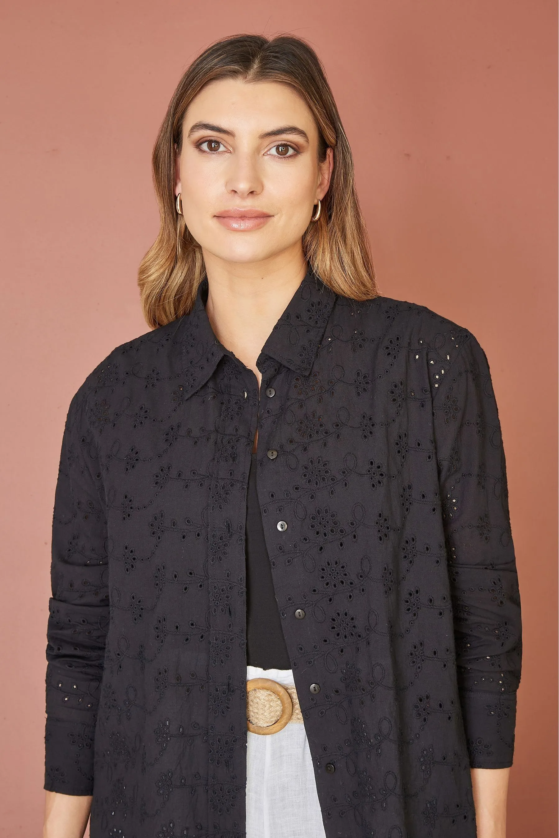 Yumi Relaxed 100% Camicia in ricamo di cotone inglese    