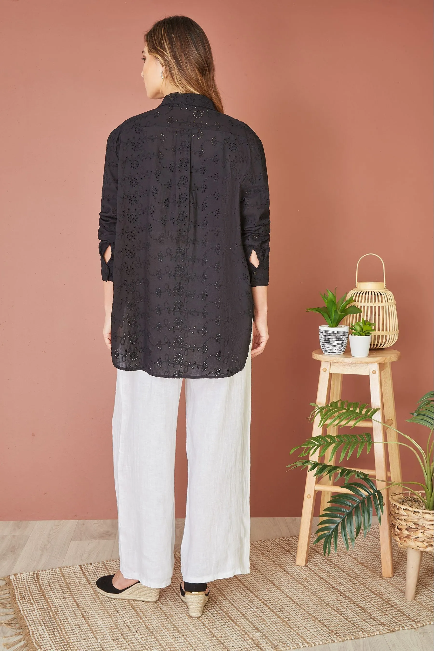 Yumi Relaxed 100% Camicia in ricamo di cotone inglese    