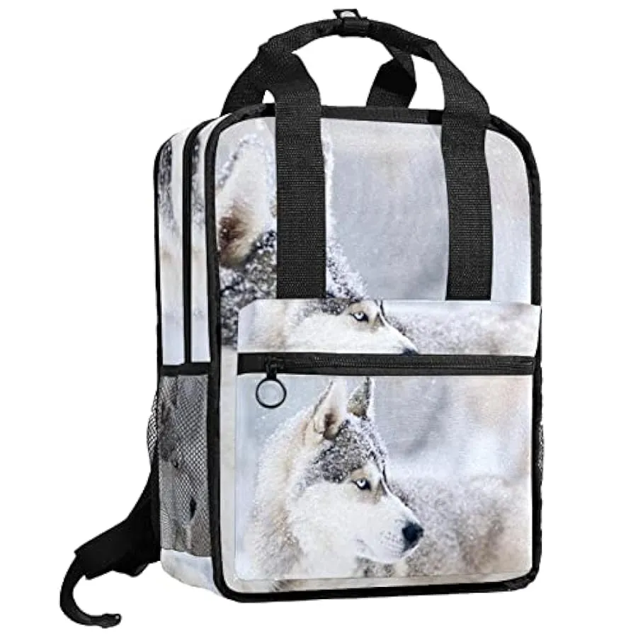 Zaino da viaggio,Zaino da portare,lupo cane neve invernale,Zaino da escursionismo Zaino per sport all’aria aperta Zaino casual 1